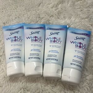 (4)Secret Whole Body 24/7 Aluminum Free Deodorant Invisible Cream-Unscented-3oz.